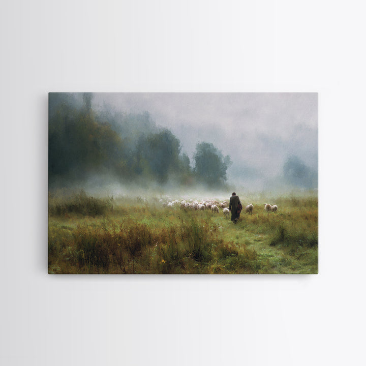 Pasture of Peace | Framed Canvas Print | Christian Art Canvas | Jesus Painting | Christian Wall Art | Christian Gift Ideas | Subtle Christi