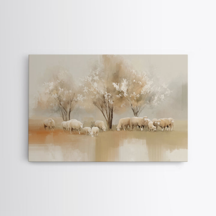 Pasture Blossoms – Framed Canvas Print – Christian Wall Art – Christian Art Canvas – Christian Painting – Subtle Christian Art – Christian