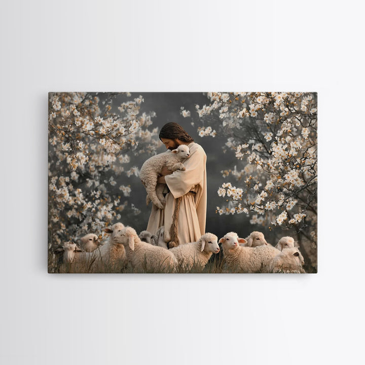 Lamb Of Comfort, Framed Canvas Print, Jesus Painting, Christian Art Canvas, Christian Wall Art, Christian Gift, Modern Christian Art