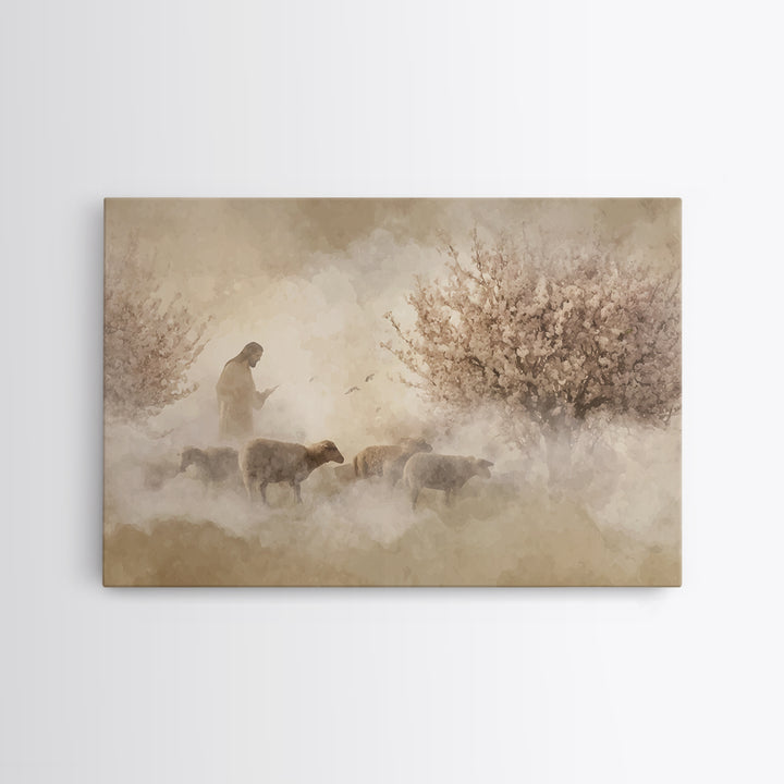 Shepherd’s Quiet Path – Framed Canvas Print – Christian Decor – Christian Art Canvas – Jesus Painting – Christian Wall Art – Christmas Art