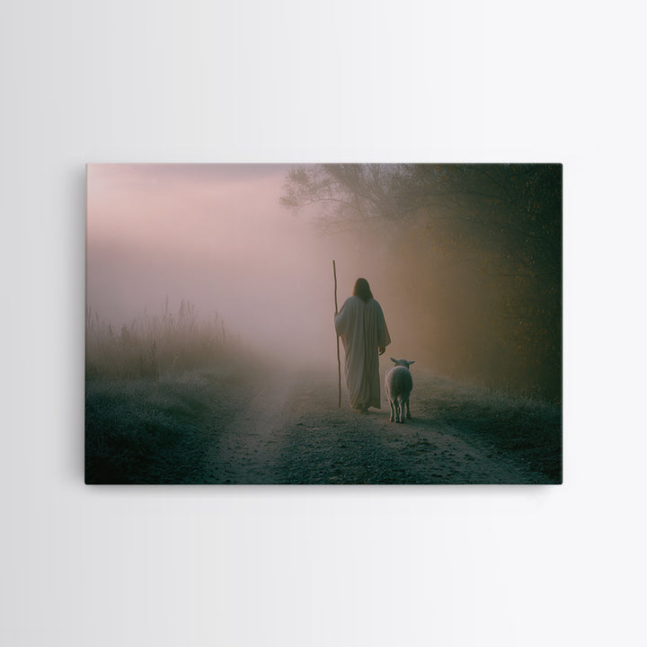 Autumn Shepherd Peace – Framed Canvas Print – Christian Decor – Christian Wall Art – Christian Art Canvas – Christmas Art – Jesus Painting