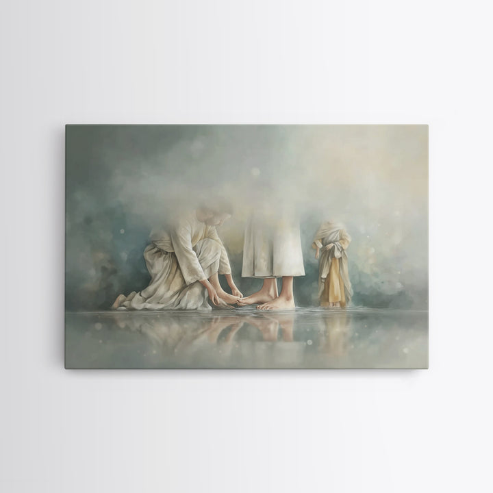 Footsteps Of Mercy, Framed Canvas Print, Christian Art Canvas, Moody Christian Art, Modern Christian Painting, Christian Wall Art, Christia