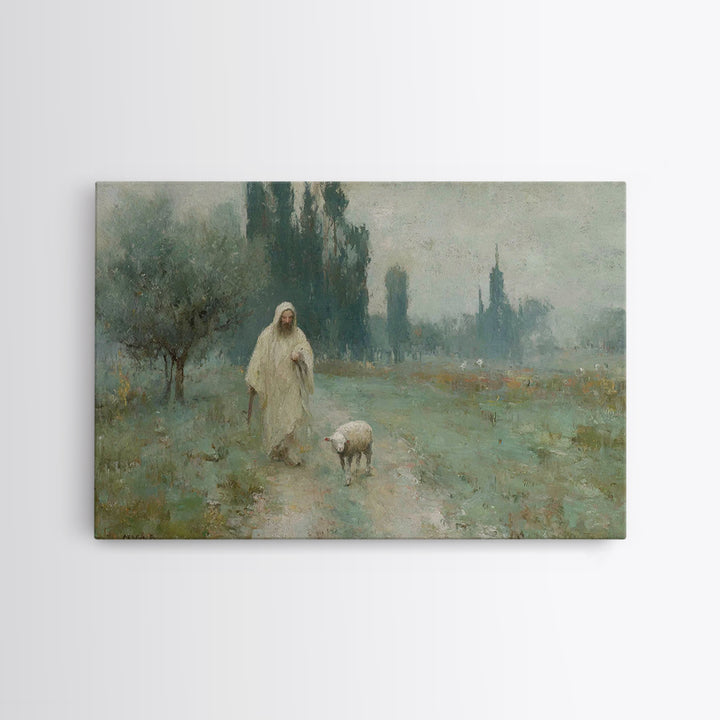 Twilight Shepherd Walk – Framed Canvas Print – Christian Christmas Art – Christian Art Canvas – Jesus Painting – Christian Wall Art – Chris
