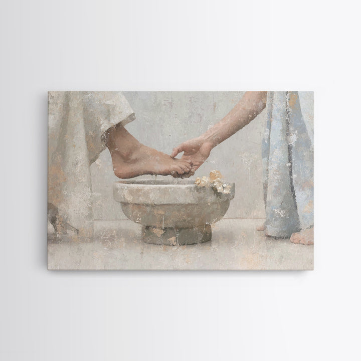 Sacred Washing – Framed Canvas Print – Christian Art Print – Subtle Christian Paintings – Christian Wall Art – Christian Art Gift – Modern