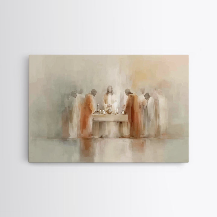 Celestial Supper, Framed Canvas Print, Christian Art Print, Jesus Painting, Christian Wall Art, Minimalist Christian Art, Christmas Art Pri