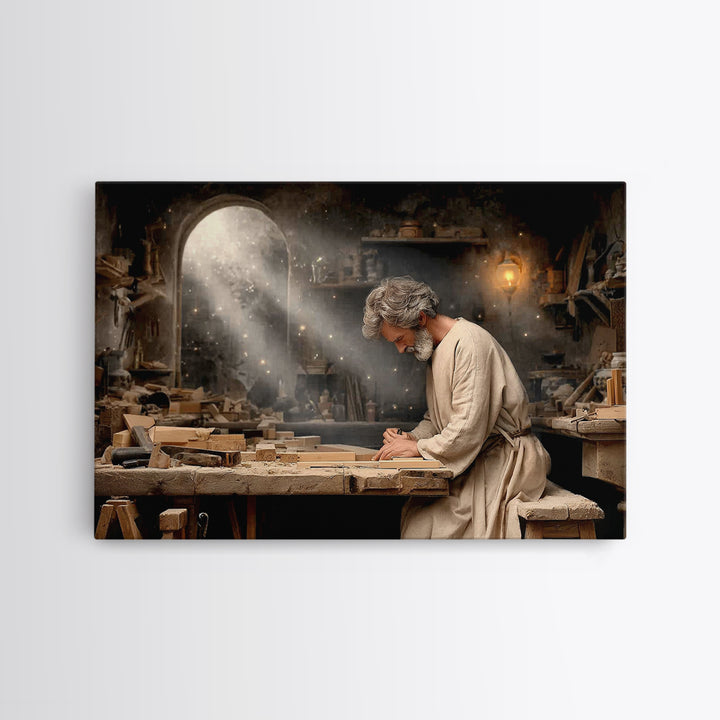 Shepherd’s Craft, Framed Canvas Print, Christian Art Canvas, Christian Wall Art, Jesus Painting, Moody Christian Art, Christian Gift, Chris