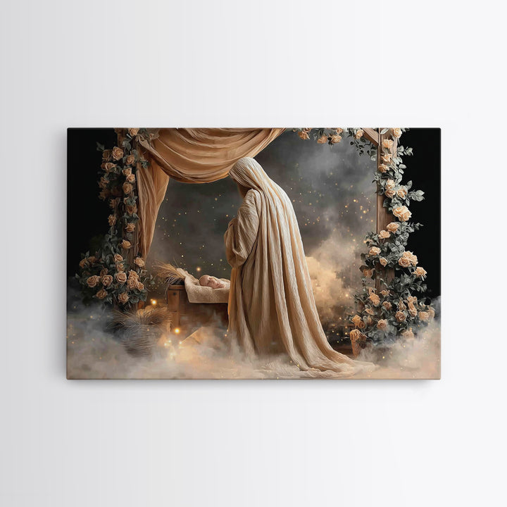 Holy Nativity – Framed Canvas Print – Christian Christmas Art – Christian Wall Art – Jesus Painting – Christian Art Canvas – Christmas Art