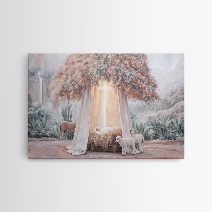 Humble Cradle – Framed Canvas Print – Christian Wall Art – Subtle Christian Art – Christian Art Canvas – Christian Gift – Minimalist Christ