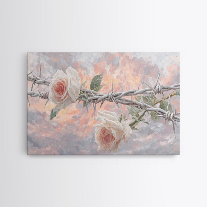 Roses Of Redemption – Framed Canvas Print – Christian Wall Art – Christian Art Canvas – Moody Christian Art – Christian Christmas Art – Mod