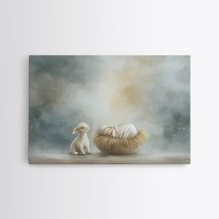 Heaven’s Cradle – Framed Canvas Print – Christian Christmas Art – Christian Wall Art – Christian Art Canvas – Modern Christian Art – Christ