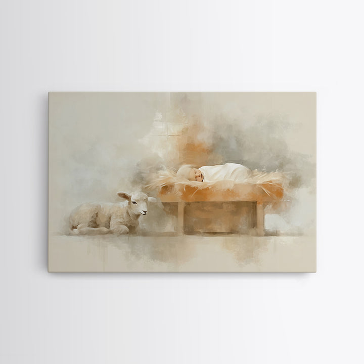 Peaceful Arrival – Framed Canvas Print – Christian Wall Art – Christian Art Canvas – Minimalist Christian Art – Christian Christmas – Chris