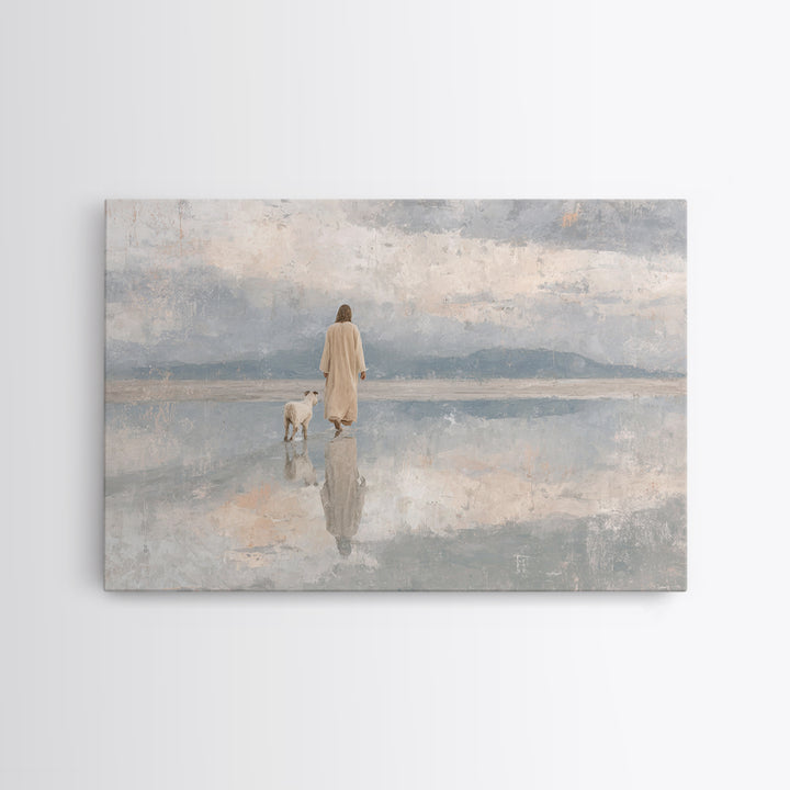 Peaceful Horizon Path – Framed Canvas Print – Christian Art Print – Christian Wall Art – Jesus Painting – Minimalist Christian Art – Christ