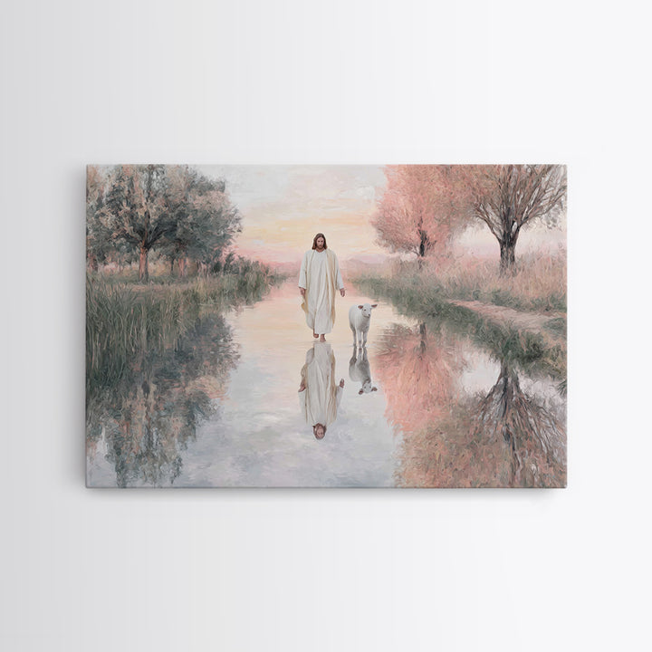 Calm Pasture Journey – Framed Canvas Print – Christian Wall Art – Christian Art Canvas – Jesus Painting – Subtle Christian Art – Christian