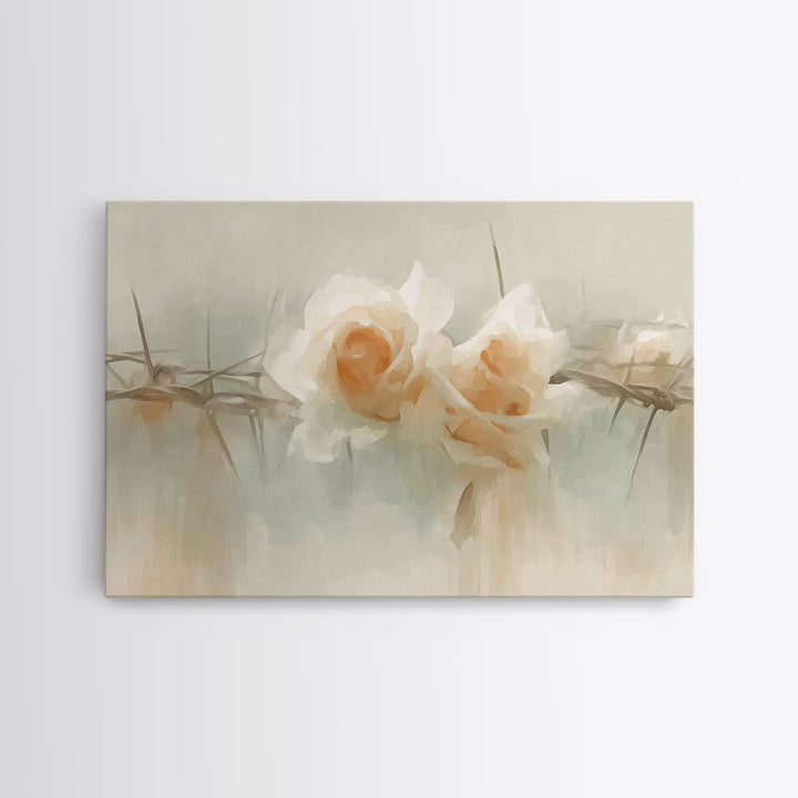 Roses Of Mercy – Framed Canvas Print – Christian Art Prints – Christian Wall Art – Abstract Christian Art – Subtle Christian Art – Christia