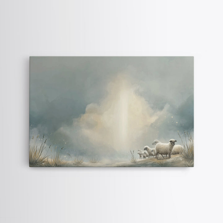 Light of the Meadow – Framed Canvas Print – Christian Wall Art – Christian Art Canvas – Jesus Painting – Vintage Christian Art – Christmas