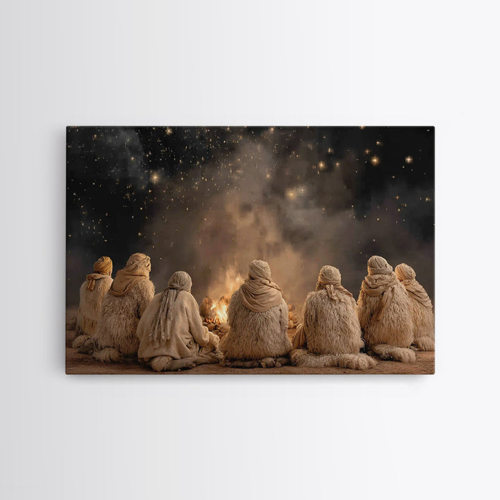 Shepherds In Wonder – Framed Canvas Print – Christian Wall Art – Christmas Art – Christian Christmas Art – Jesus Painting – Christian Art C