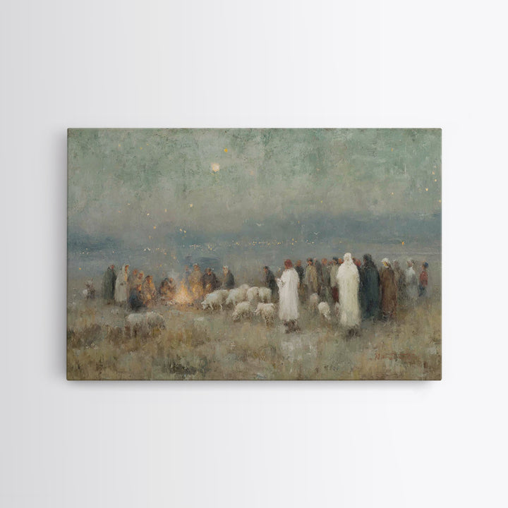 Night Of Shepherds – Framed Canvas Print – Christmas Wall Art – Christian Art Canvas – Christian Christmas Art – Christian Decor – Jesus Pa