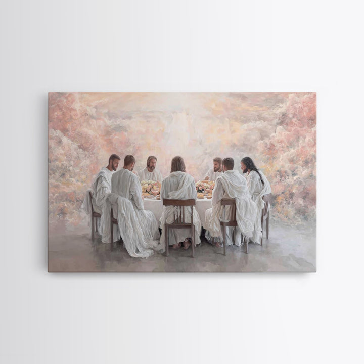 Heavenly Supper Light | Framed Canvas Print | Christian Wall Art | Jesus Painting | Christian Art Canvas | Modern Christian Art | Christian