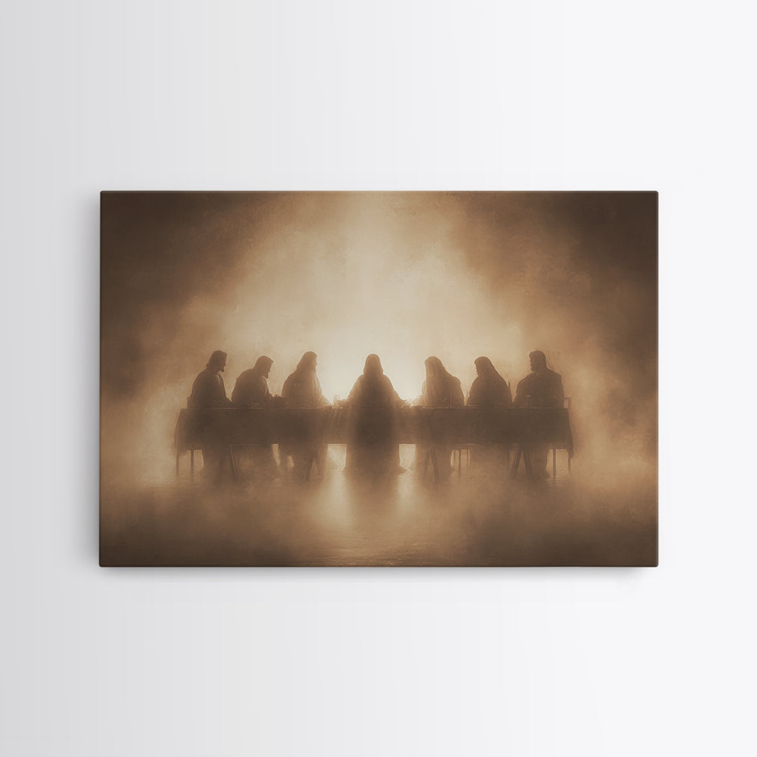 Sacred Table Radiance | Framed Canvas Print | Christian Art Canvas | Jesus Painting | Christian Wall Art | Moody Christian Art | Unique Chr