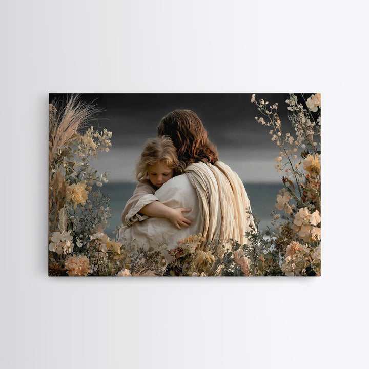 Embrace Of Peace | Framed Canvas Print | Jesus Painting | Christian Wall Art | Christian Art Canvas | Subtle Christian Art | Christian Deco