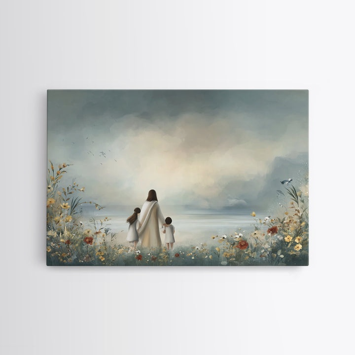 Gentle Path Hope | Framed Canvas Print | Christian Art Canvas | Christian Wall Art | Jesus Painting | Minimalist Christian Art | Christian