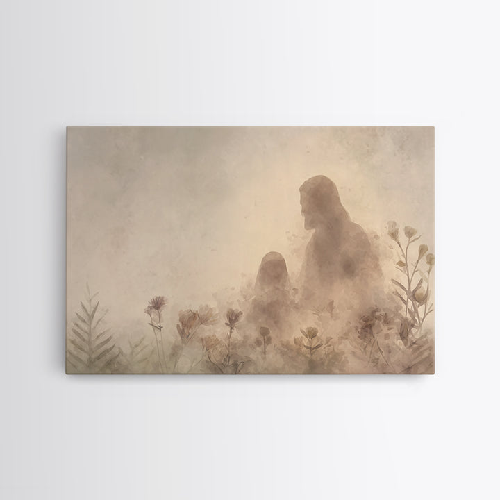 Sacred Silhouette Calm | Framed Canvas Print | Minimalist Christian Art | Christian Wall Art | Christian Art Canvas | Jesus Painting | Subt