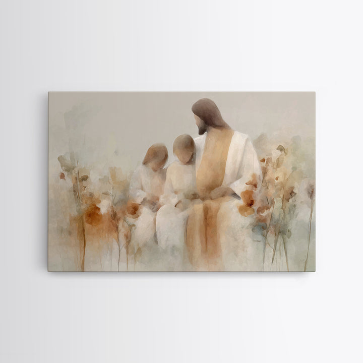 Quiet Meadow Grace | Framed Canvas Print | Christian Art Canvas | Christian Wall Art | Jesus Painting | Modern Christian Art | Christian Gi