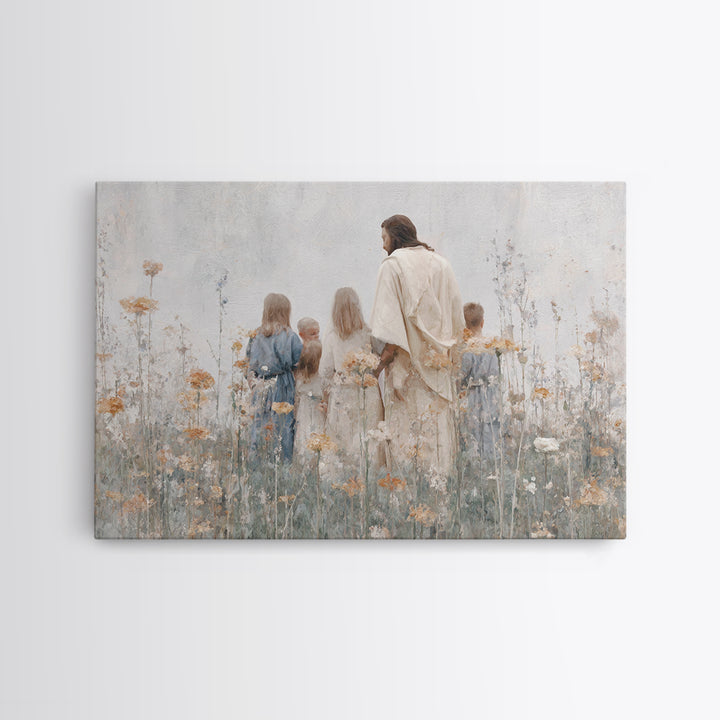 Children Of Grace | Framed Canvas Print | Christian Art Canvas | Christian Paintings | Large Jesus Painting | Christian Decor | Christmas W