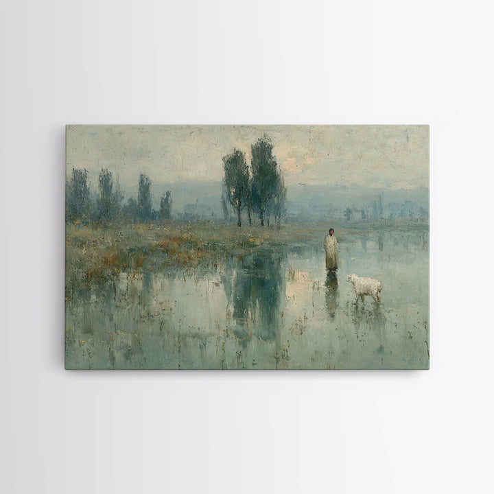 Silent Meadow Hope – Framed Canvas Print – Christian Art Canvas – Jesus Painting – Minimalist Christian Art – Christian Gift – Christmas Ar