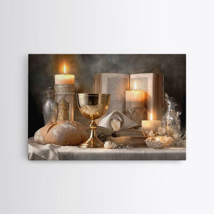 Sacred Feast Light – Framed Canvas Print – Christian Christmas Art – Christian Wall Art – Vintage Christian Art – Jesus Painting – Christia
