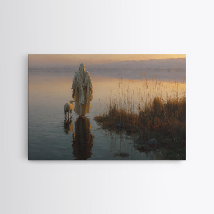 Dawn Of The Shepherd – Framed Canvas Print – Christian Wall Art – Jesus Painting – Christian Art Canvas – Moody Christmas Art – Christian G