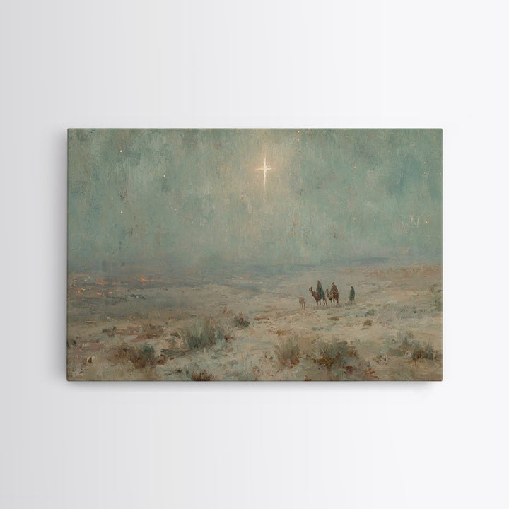 Star Of Bethlehem | Framed Canvas Print | Christmas Art | Christian Wall Art | Christian Art Canvas | Vintage Christian Art | Christian Chr