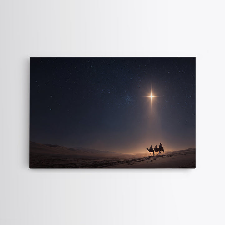 Holy Night Journey, Framed Canvas Print, Christian Art Canvas, Christmas Wall Art, Modern Christian Art, Christian Christmas Art, Christian