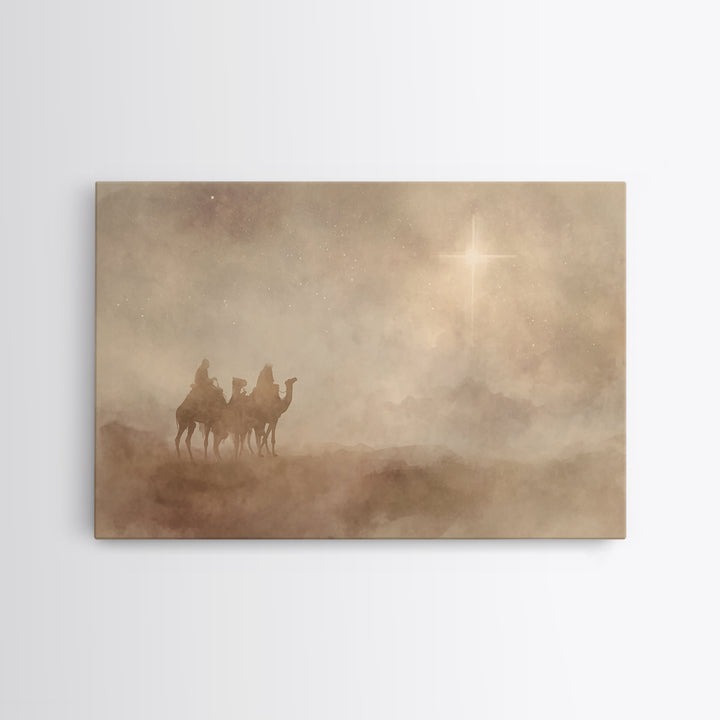 Desert Star Watch | Framed Canvas Print | Christian Art Work | Christmas Art Prints | Moody Christmas Art | Christian Wall Art | Christmas