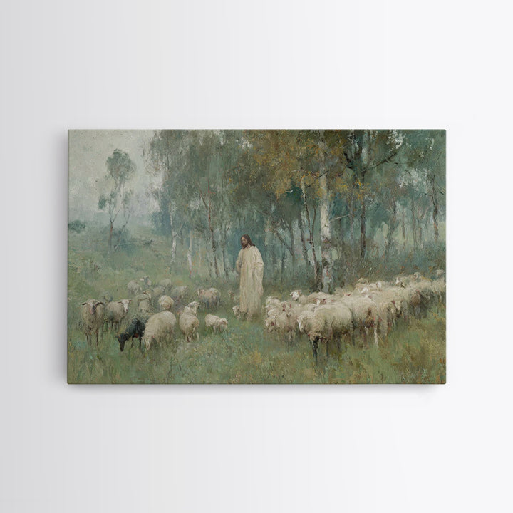 Grace In The Meadow | Framed Canvas Print | Christian Art Print | Jesus Painting | Christian Wall Art | Large Christian Art | Christian Art