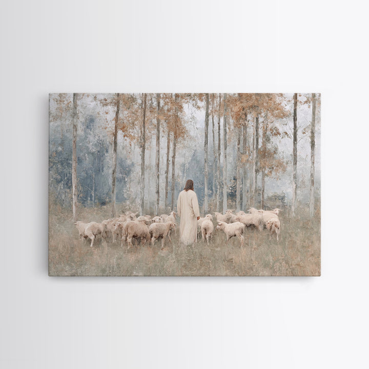 Autumn Sheep Path – Framed Canvas Print – Christian Art Canvas – Subtle Christian Art – Christian Paintings – Christian Wall Art – Christia