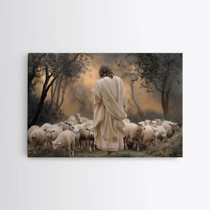 Circle Of The Flock | Framed Canvas Print | Christian Art Print | Jesus Painting | Christian Wall Art | Modern Christian Painting | Christi