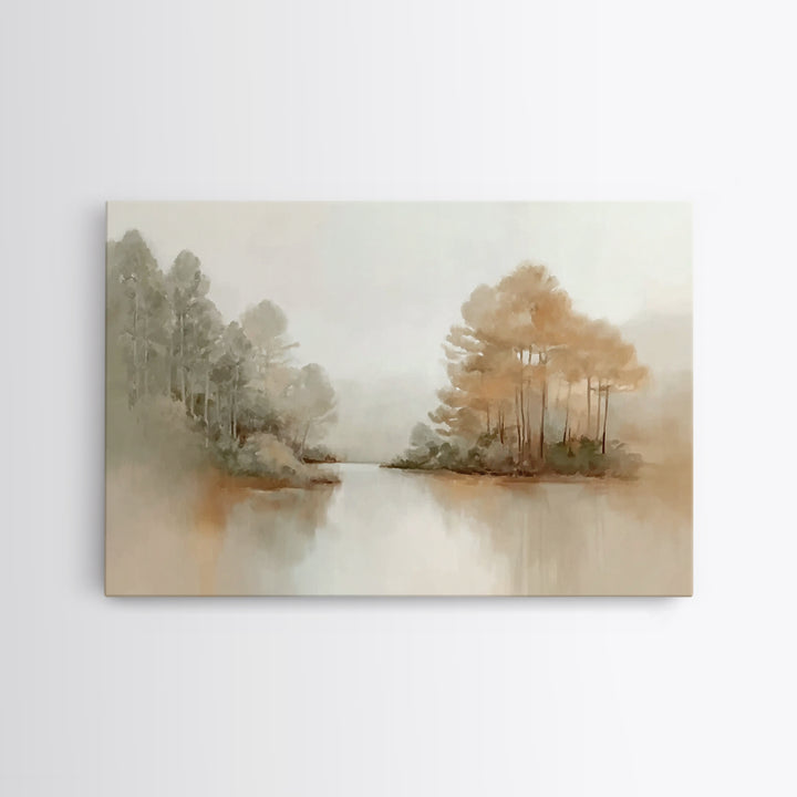Autumn River Peace, Framed Canvas Print, Christian Wall Art, Christian Art Canvas, Minimalist Christian Art, Christian Art Print, Modern Ch
