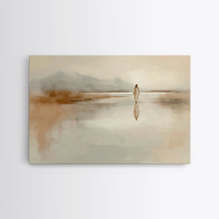 Quiet Water Journey | Framed Canvas Print | Jesus Painting | Christian Wall Art | Christian Art Canvas | Large Jesus Painting | Christian A