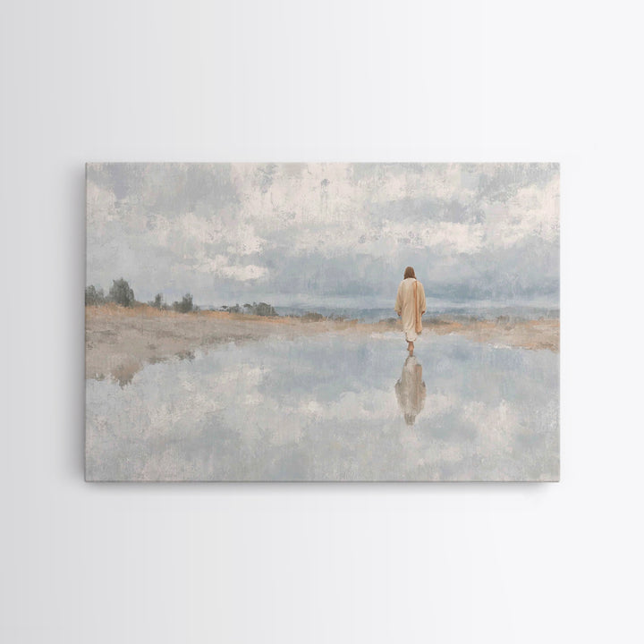 Walking In Peace, Framed Canvas Print, Christian Art Canvas, Christian Wall Art, Jesus Painting, Christian Christmas Art, Modern Christian