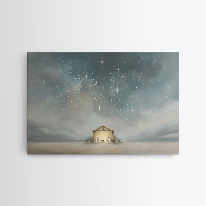 Holy Night Shelter | Framed Canvas Print | Christian Art Canvas | Christmas Art Work | Christian Christmas Art | Christian Wall Art | Chris