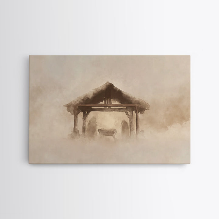 Nativity Stillness – Framed Canvas Print – Christian Christmas Art – Christian Art Canvas – Christian Wall Art – Christmas Art Prints – Chr