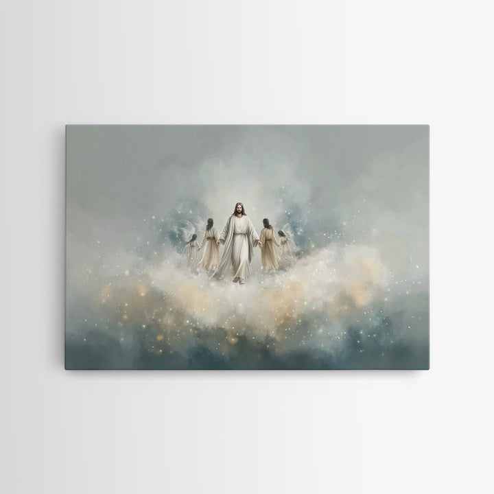 Heavenly Gathering – Framed Canvas Print – Christian Art Canvas – Jesus Painting – Christian Wall Art – Modern Christian Art – Christian Pa