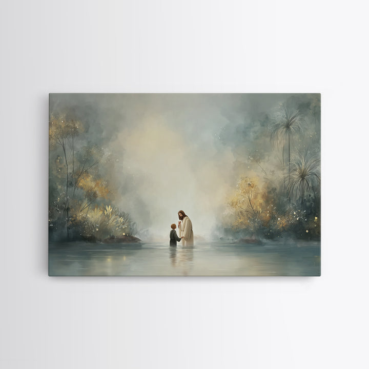 River Of Renewal | Framed Canvas Print | Christian Art Canvas | Jesus Painting | Christian Wall Art | Christian Art | Modern Christian Art