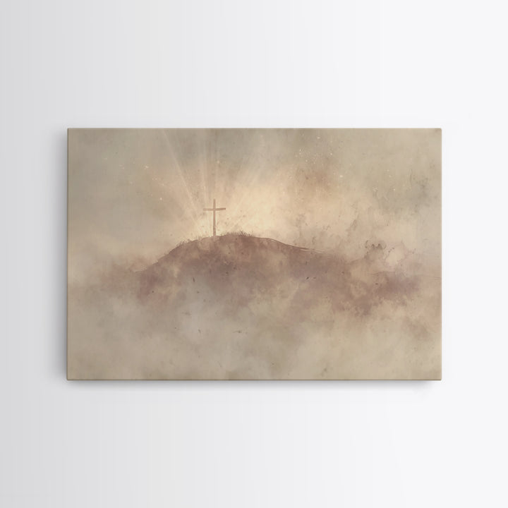 Cloudrise Redemption – Framed Canvas Print – Christian Art Canvas – Christian Wall Art – Moody Christian Art – Christian Decor – Jesus Pain