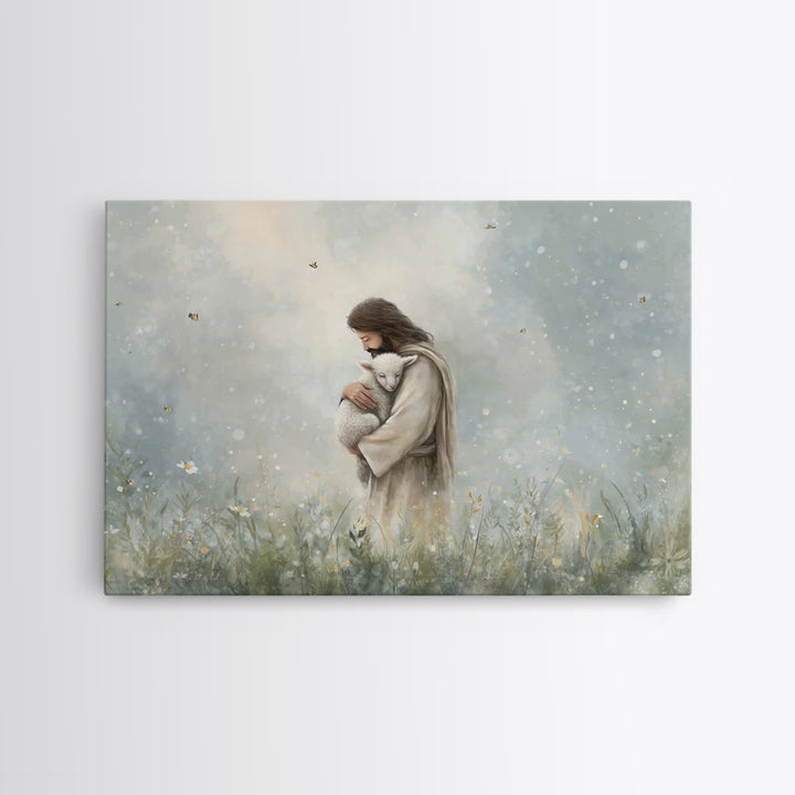 Gentle Shepherd Love – Framed Canvas Print – Jesus Painting – Christian Art Canvas – Christian Wall Art – Christian Gift Ideas – Christian