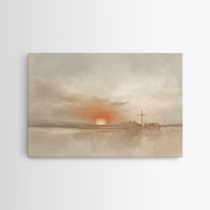 Soft Horizon Grace, Framed Canvas Print, Minimalist Christian Art, Christian Wall Art, Christian Art Canvas, Subtle Christian Art, Christia