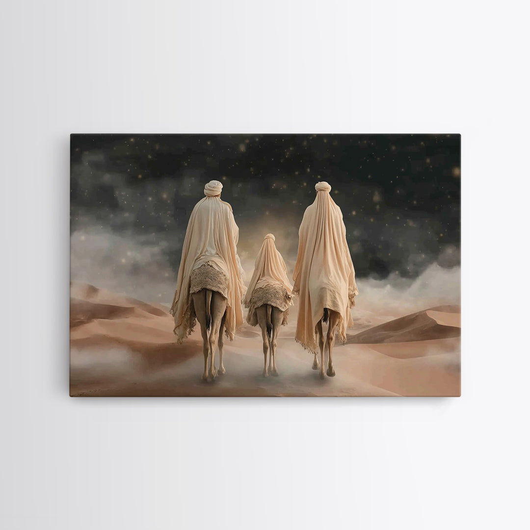 Desert Pilgrims – Framed Canvas Print – Christian Wall Art – Christian Art Canvas – Christian Christmas Art – Jesus Painting