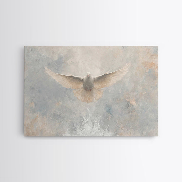Heavenly Descent, Framed Canvas Print, Christian Wall Art, Christian Art Canvas, Christian Art, White Christmas Art, Christian Christmas Ar