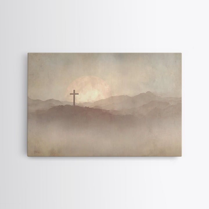 Moonrise Sanctuary, Framed Canvas Print, Christian Art Work, Moody Christian Art, Christian Wall Art, Christian Art Canvas, Subtle Christia
